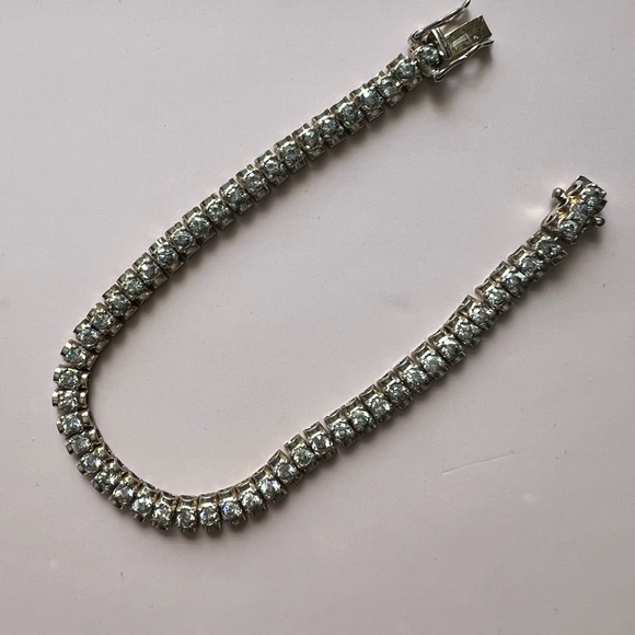 Sterling Vermeil cubic zirconia tennis bracelet - Picture 2 of 12